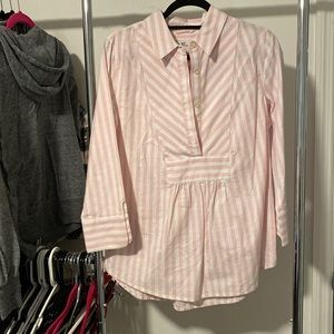 Womens Vineyard Vines Quarter Button Up Blouse Pink/White Size Small
